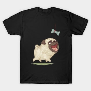 Happy Pug and dog bone T-Shirt